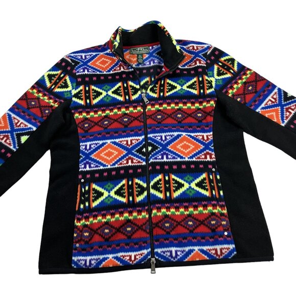 Lauren Ralph Lauren Active Fleece Jacket Womens Size XL SLIM FIT Aztec Full Zip - Picture 1 of 12